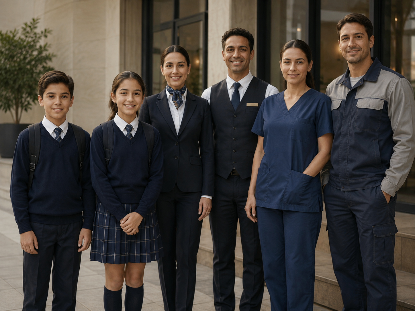Students and professionals wearing uniforms